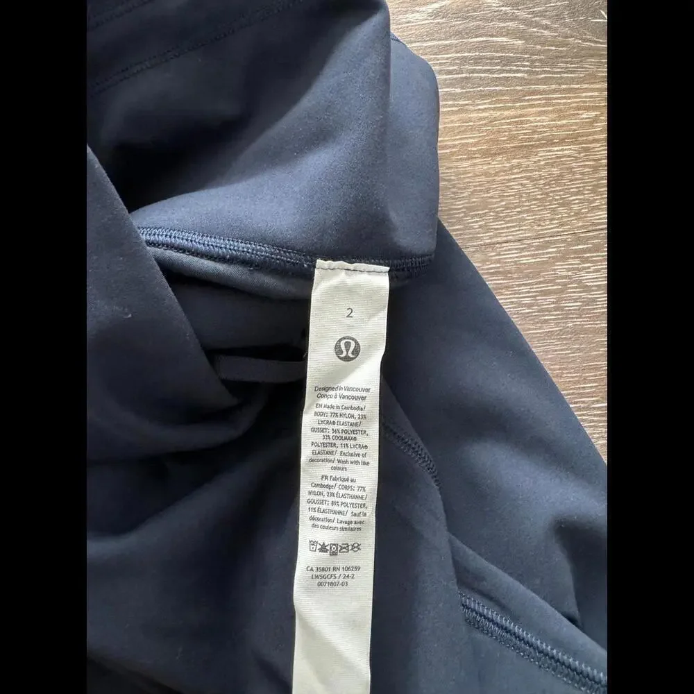 Lululemon Wunder Train High Rise 25” Hem Slit True Navy Size 2 NWT